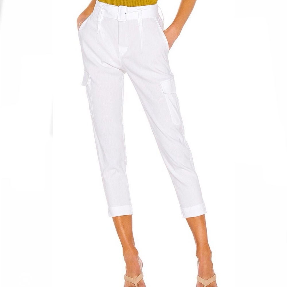 Vince Belted Linen Pant in Optic White 8